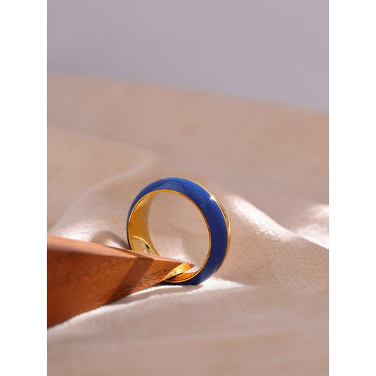 Anel Ocean Azul Banhado a Ouro 18k