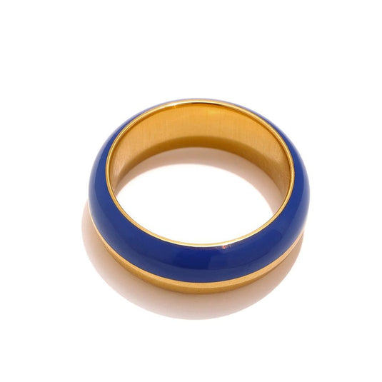 Anel Ocean Azul Banhado a Ouro 18k