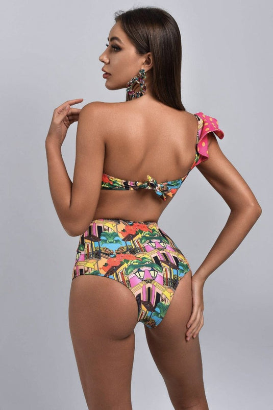 Biquíni Cintura Alta Hot Pant e Top Ombro Só Swin - SEREIA DE LUXO BEACH WEAR