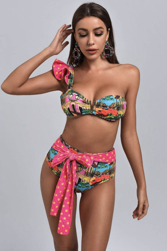 Biquíni Cintura Alta Hot Pant e Top Ombro Só Swin - SEREIA DE LUXO BEACH WEAR