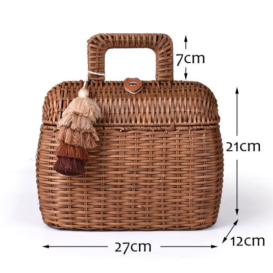 Bolsa de Praia de Bambu Rebecca com Alça de mão - SEREIA DE LUXO BEACH WEAR