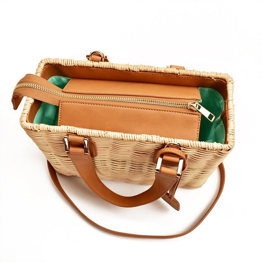 Bolsa de Praia de Bambu Retangular Issa - SEREIA DE LUXO BEACH WEAR