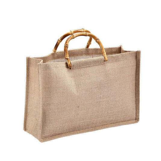 Bolsa de Praia de Juta com Alças de Bambu Tamanho Grande Sammy - SEREIA DE LUXO BEACH WEAR