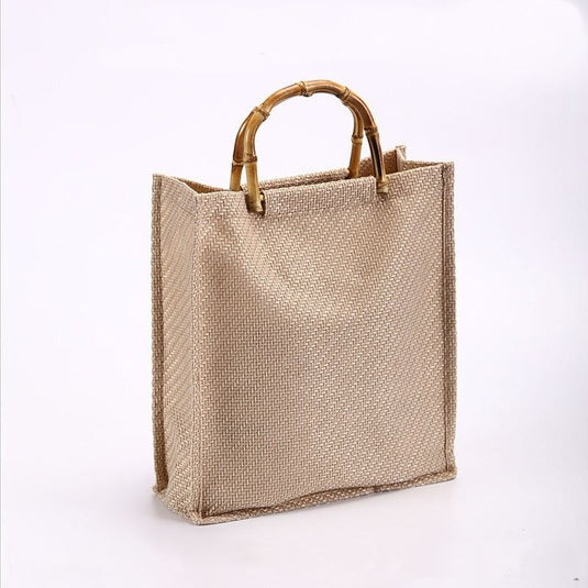 Bolsa de Praia de Juta com Alças de Bambu Tamanho Grande Sammy - SEREIA DE LUXO BEACH WEAR