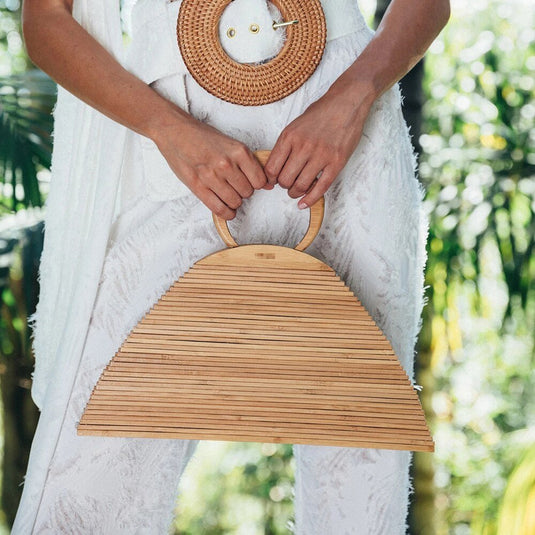 Bolsa de Praia de Madeira com Alça de Mão Rebeka - SEREIA DE LUXO BEACH WEAR