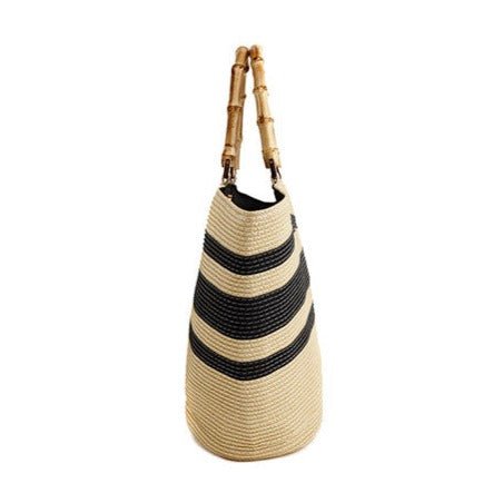 Bolsa de Praia de Palha com Alça de Bambu Marília - SEREIA DE LUXO BEACH WEAR