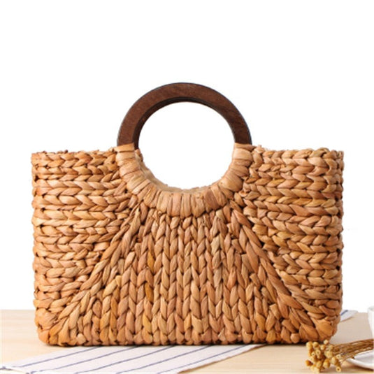 Bolsa de Praia de Palha com Alça de Mão Rustic Tamanho Grande - SEREIA DE LUXO BEACH WEAR