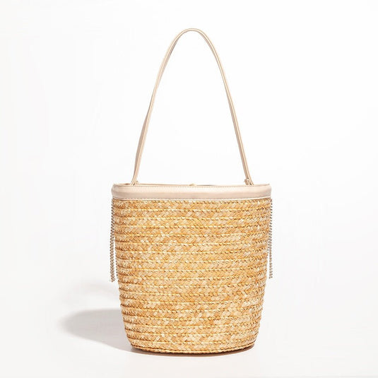 Bolsa de Praia de Palha com Franja de Strass Katarina - SEREIA DE LUXO BEACH WEAR