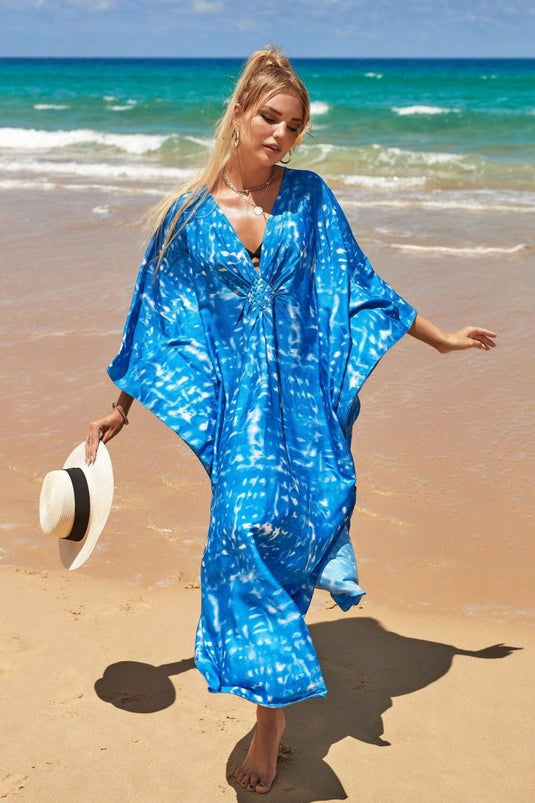 Saída de Praia Longa Estampada Maxi Kimono Beach - SEREIA DE LUXO BEACH WEAR