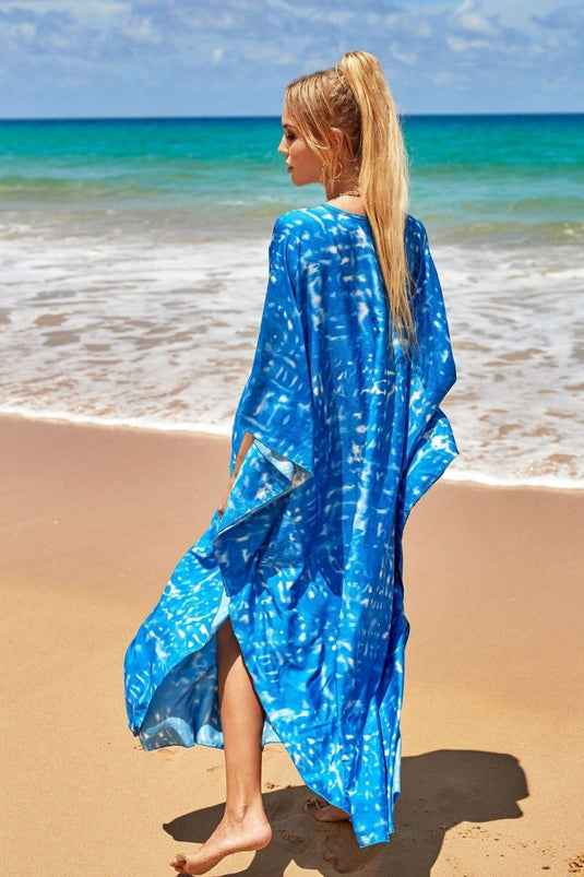 Saída de Praia Longa Estampada Maxi Kimono Beach - SEREIA DE LUXO BEACH WEAR