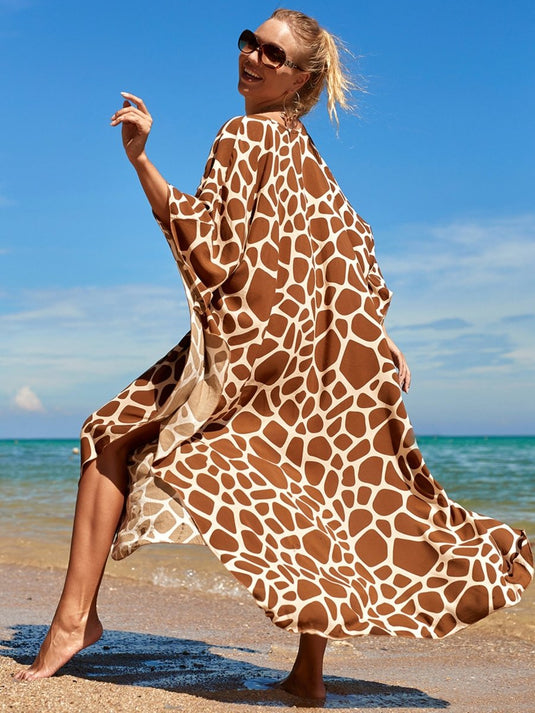 Saída de Praia Longa Estampada Maxi Kimono Beach - SEREIA DE LUXO BEACH WEAR