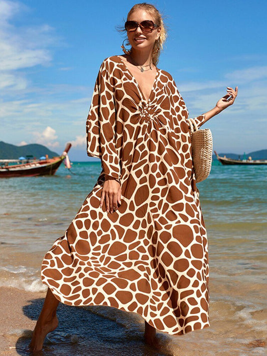 Saída de Praia Longa Estampada Maxi Kimono Beach - SEREIA DE LUXO BEACH WEAR