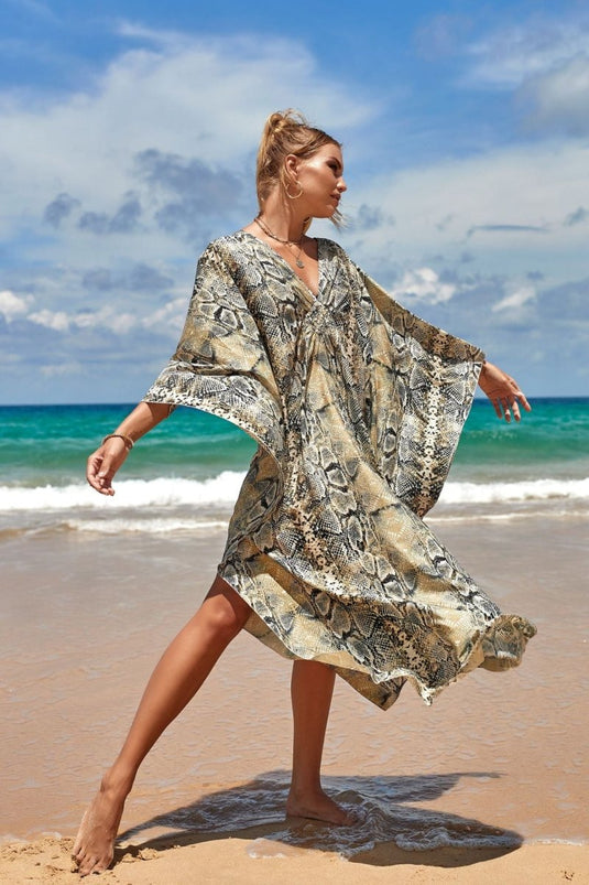 Saída de Praia Longa Estampada Maxi Kimono Beach - SEREIA DE LUXO BEACH WEAR