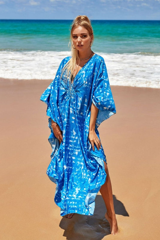 Saída de Praia Longa Estampada Maxi Kimono Beach - SEREIA DE LUXO BEACH WEAR