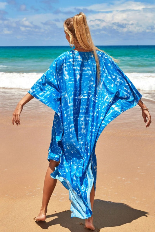 Saída de Praia Longa Estampada Maxi Kimono Beach - SEREIA DE LUXO BEACH WEAR