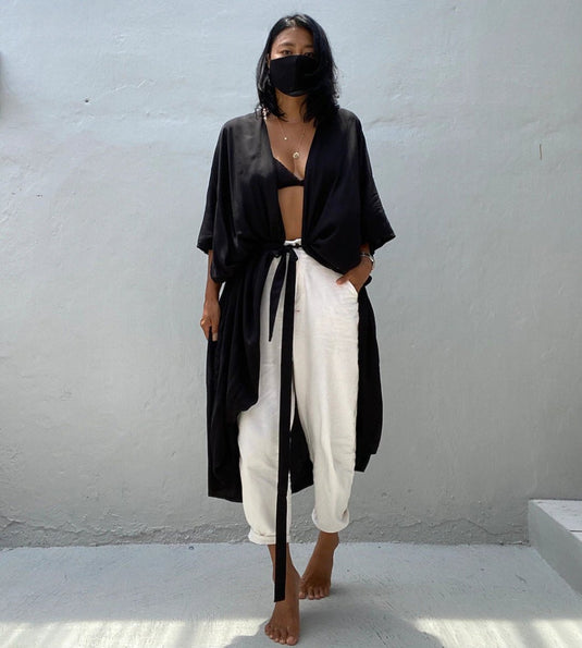 Saída de Praia Midi Kimono Liso Siri - SEREIA DE LUXO BEACH WEAR